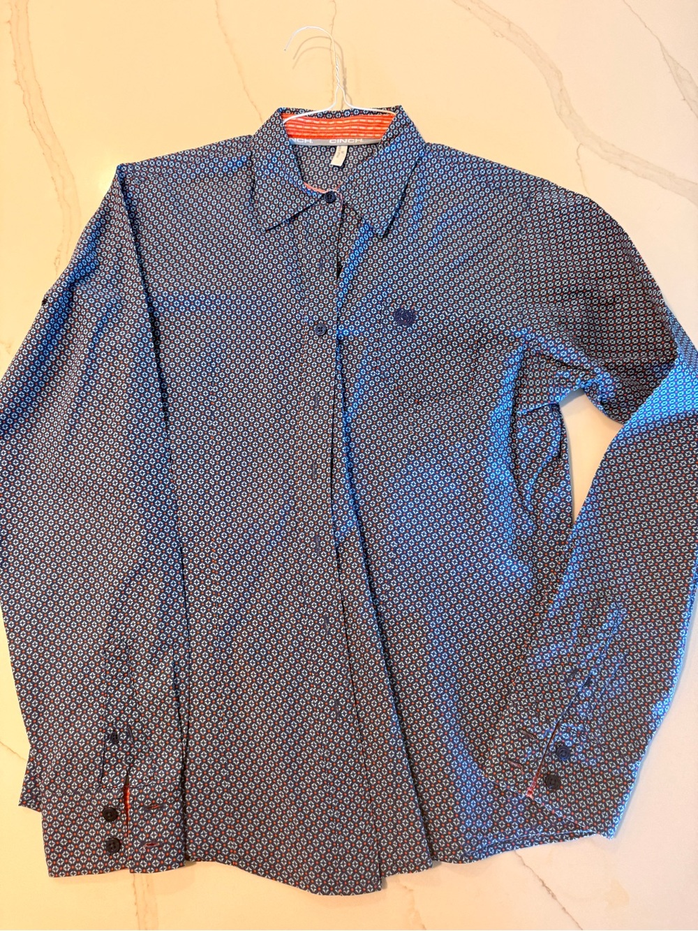 Cinch Blue Geometric Button-Down Shirt
